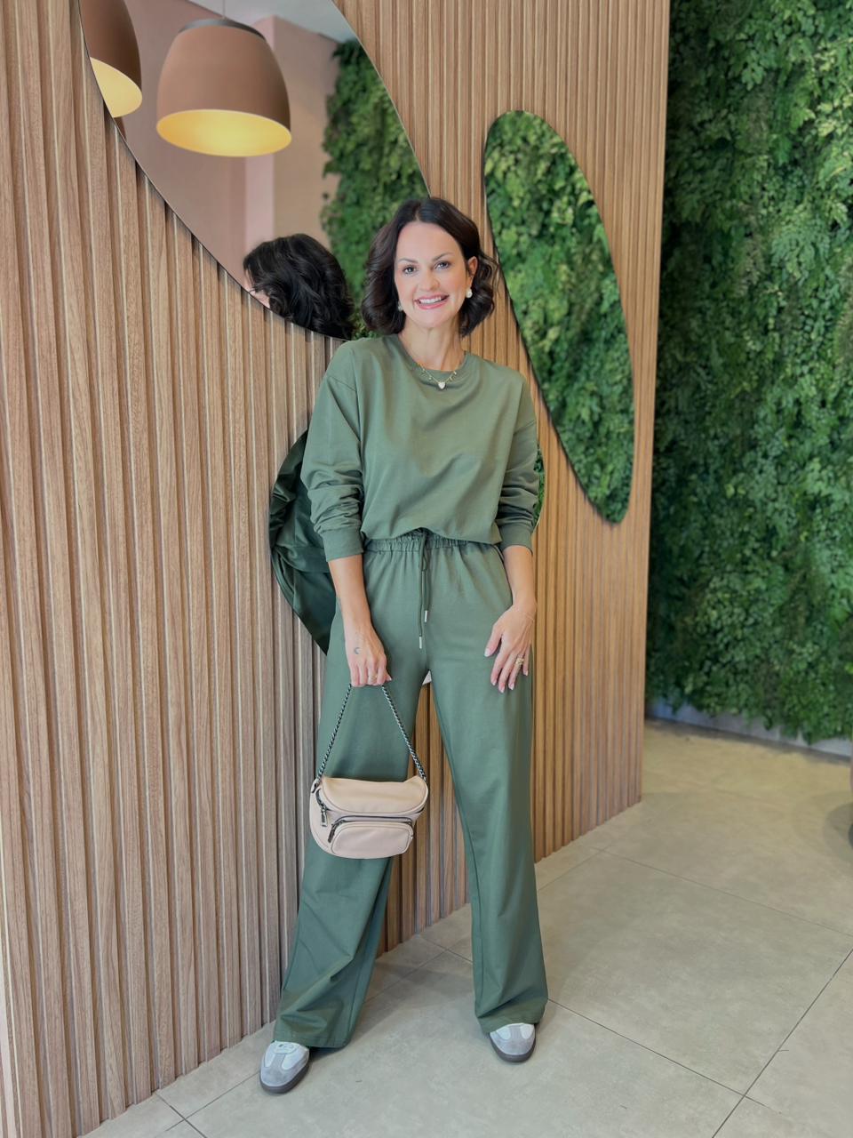 Conjunto Moletom Blusa Ampla, Verde