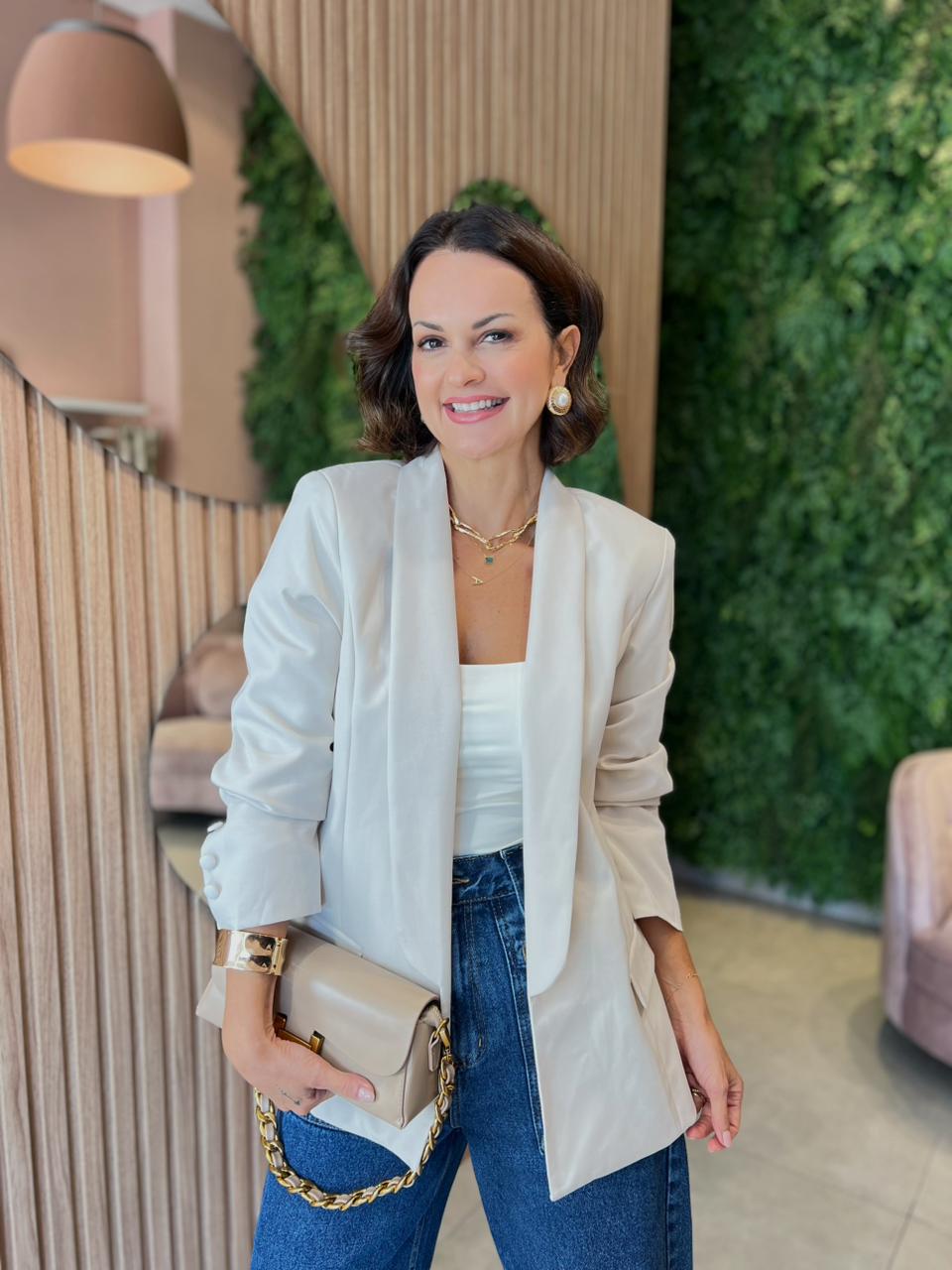 Blazer Oversized sem Botão, Cru