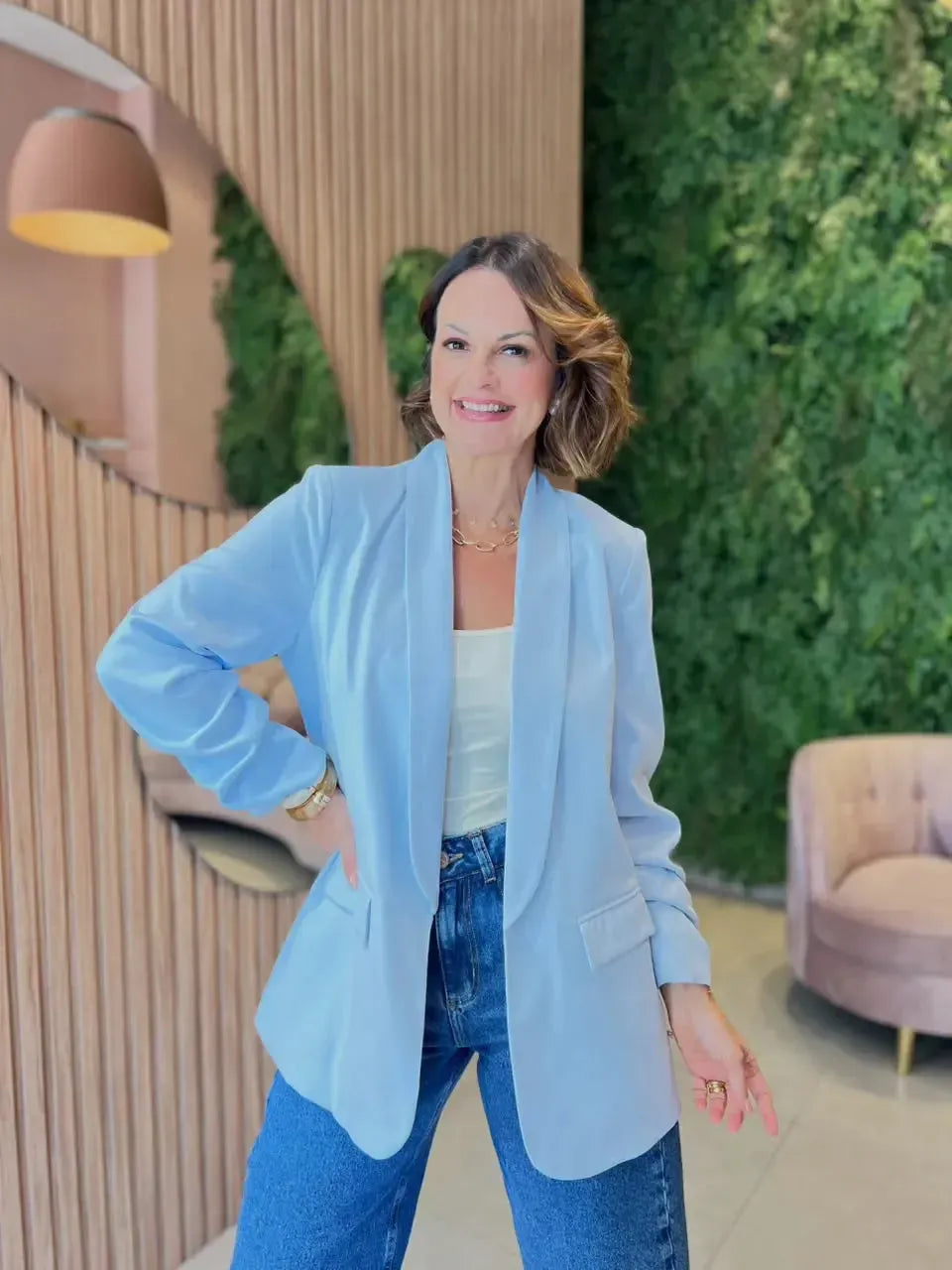 Blazer Forrado, Azul