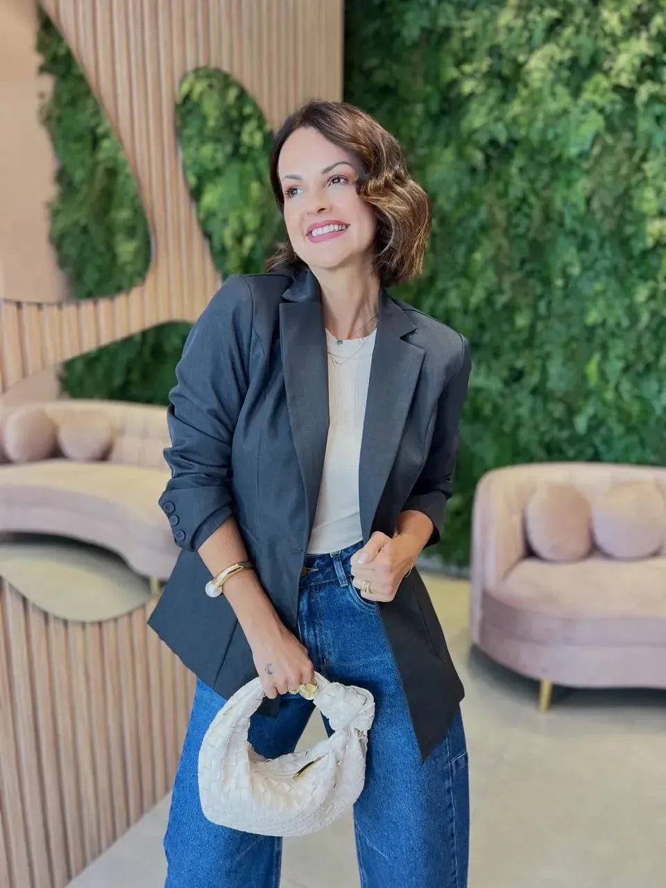 Blazer em Alfaiataria, Cinza