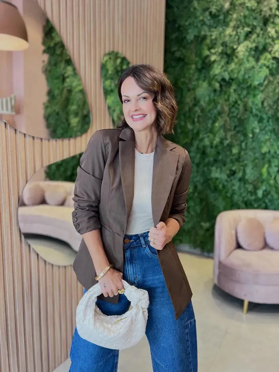 Blazer em Alfaiataria, Marrom