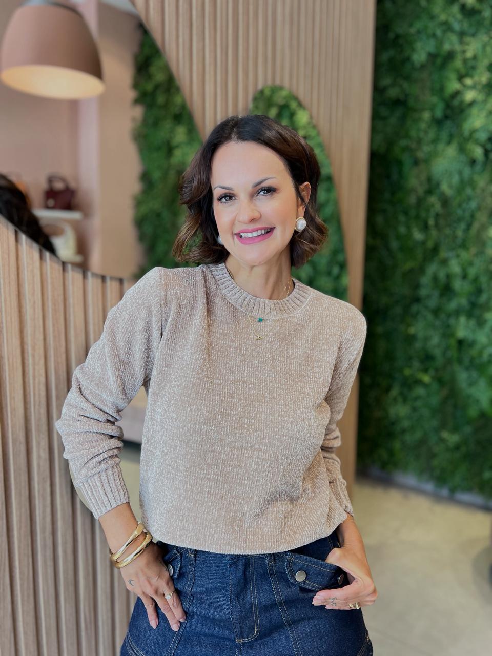 Blusa em Tricô Mousse, Cru (Envios e retiradas a partir de 02/06)