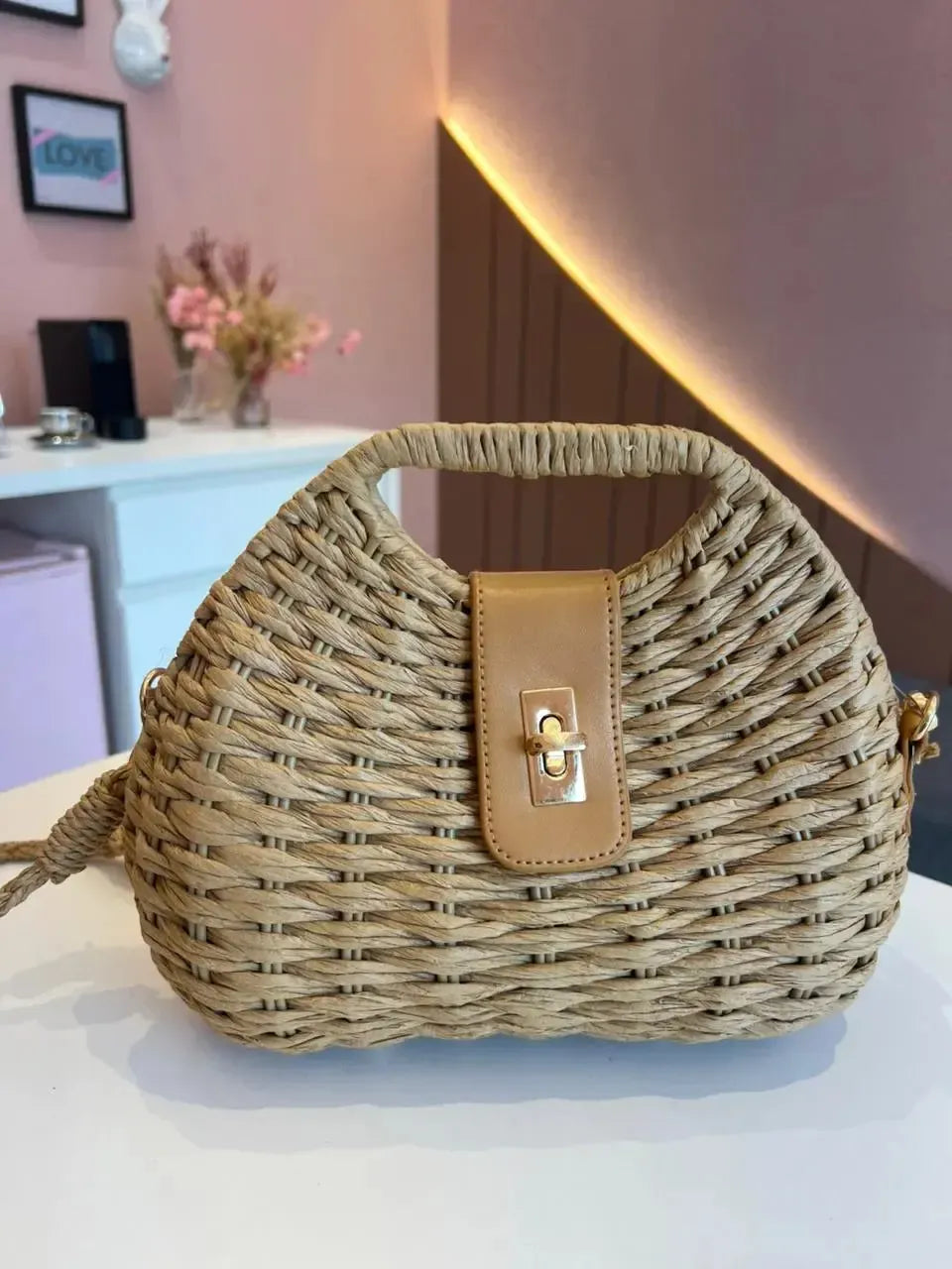 Bolsa Palha com Alça de Palha