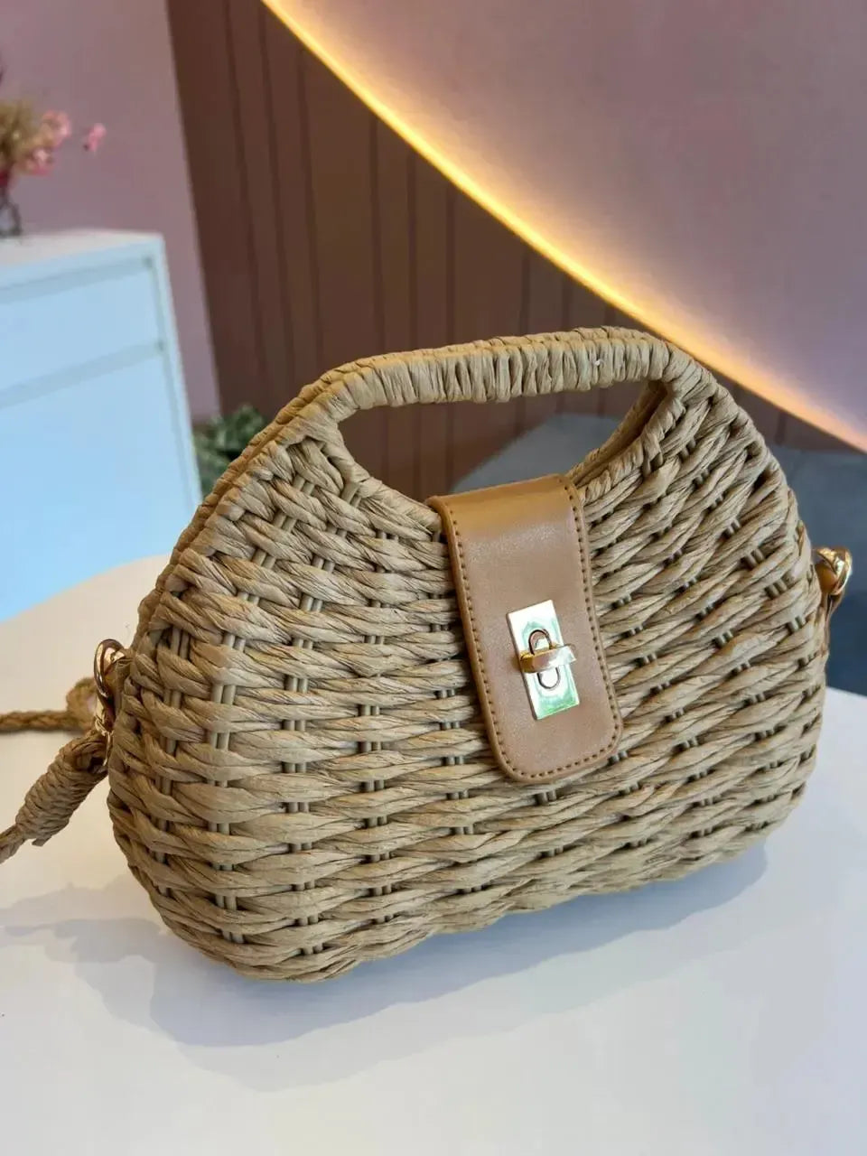 Bolsa Palha com Alça de Palha