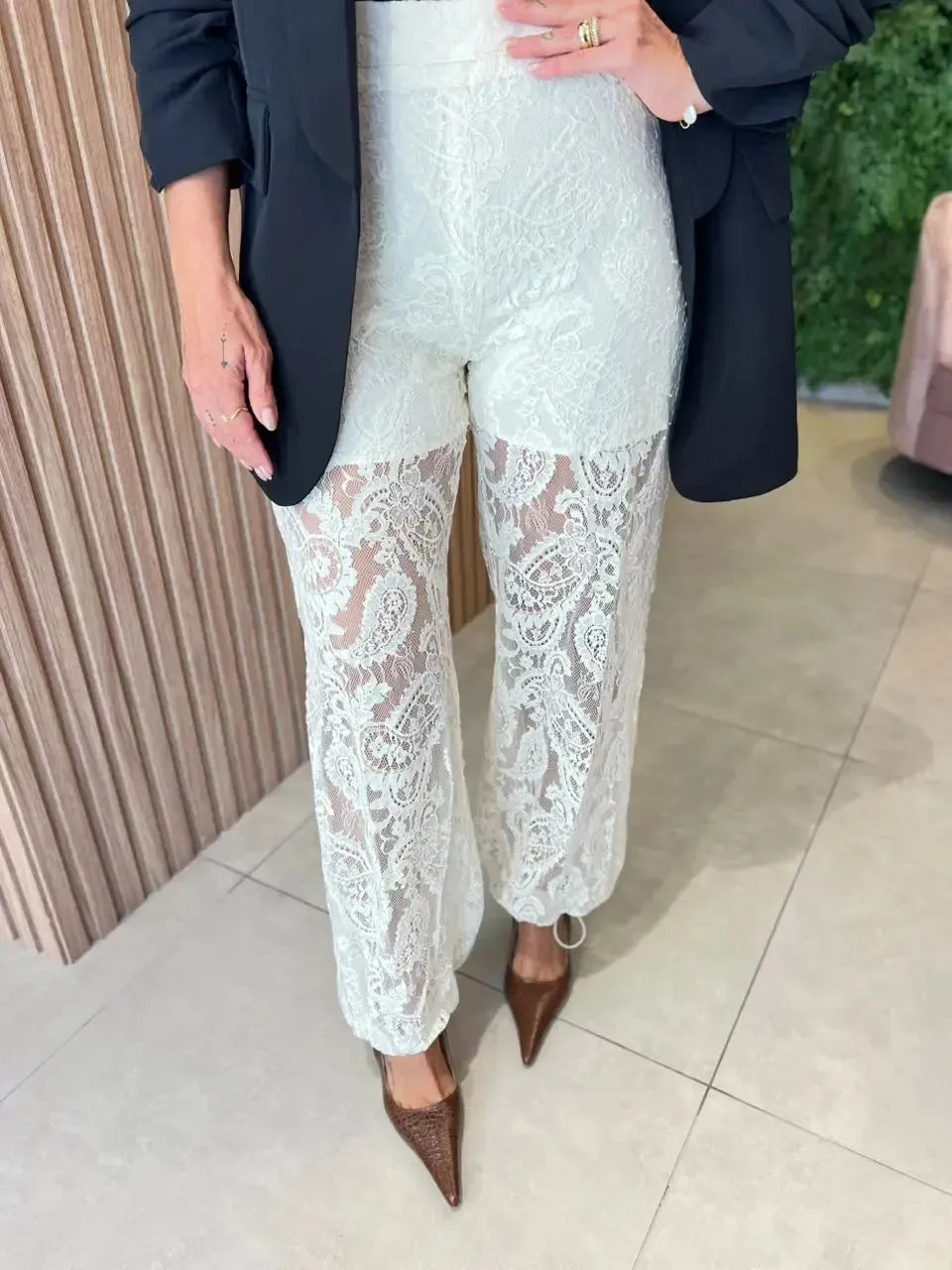 Calça Aladim em Renda, Off White