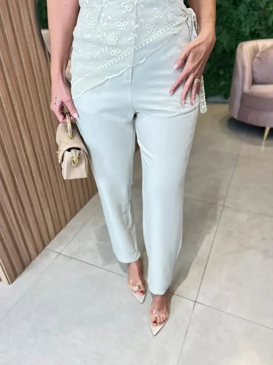 Calça Alfaiataria + Lenço, Cru
