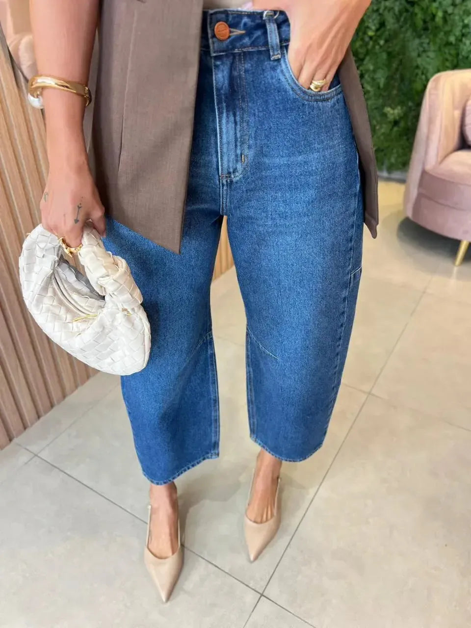 Calça Jeans Barrel Lavagem Média 24391