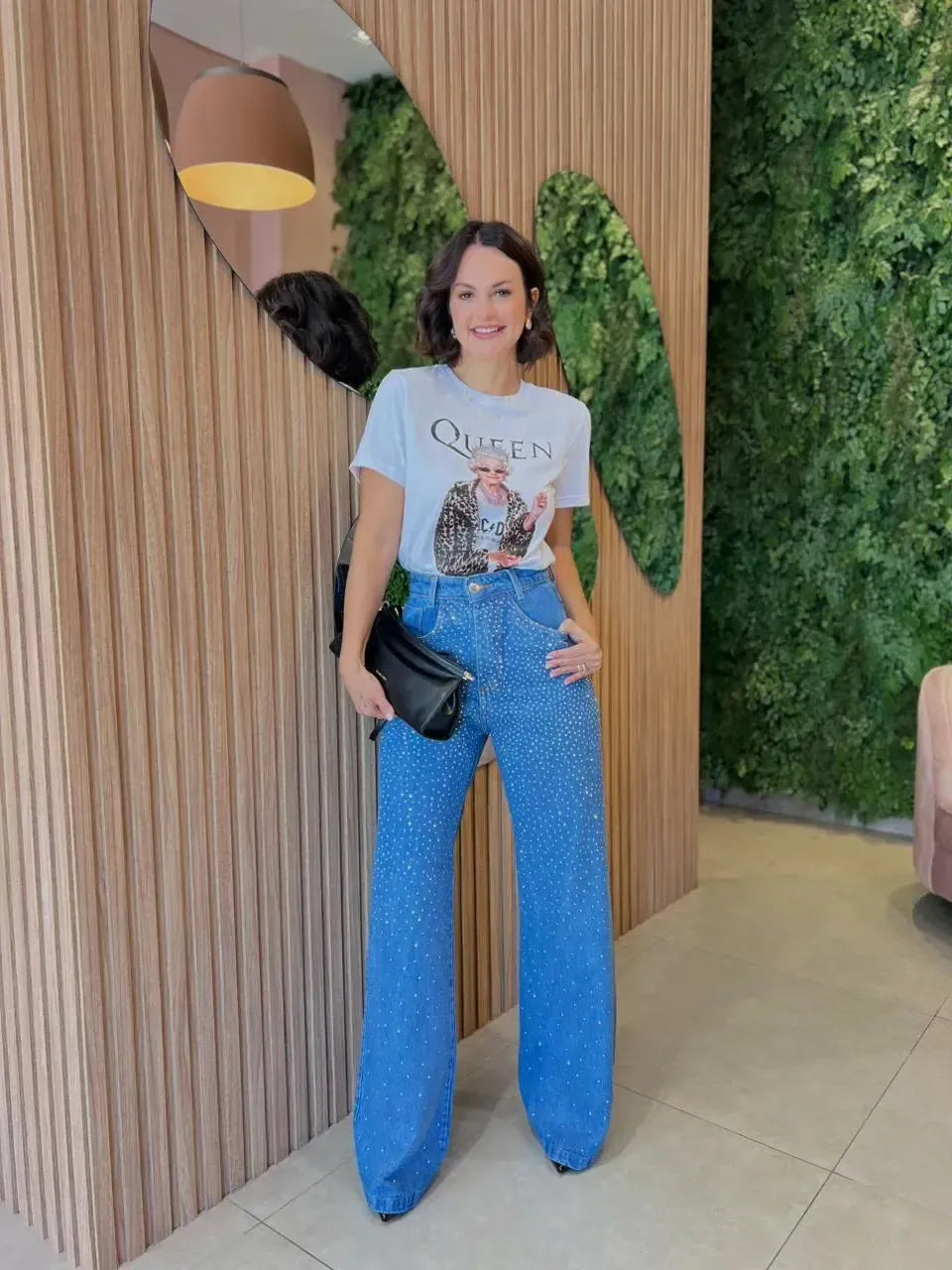 Calça Jeans Clara com Brilho