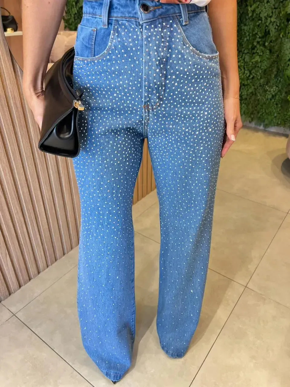 Calça Jeans Clara com Brilho