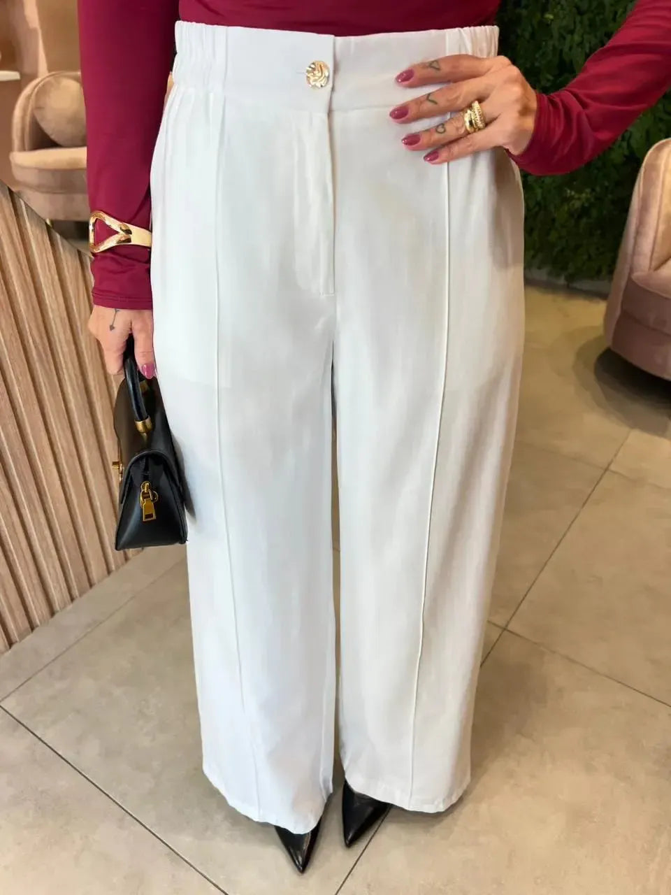 Calça Pantalona Marrante, Off White