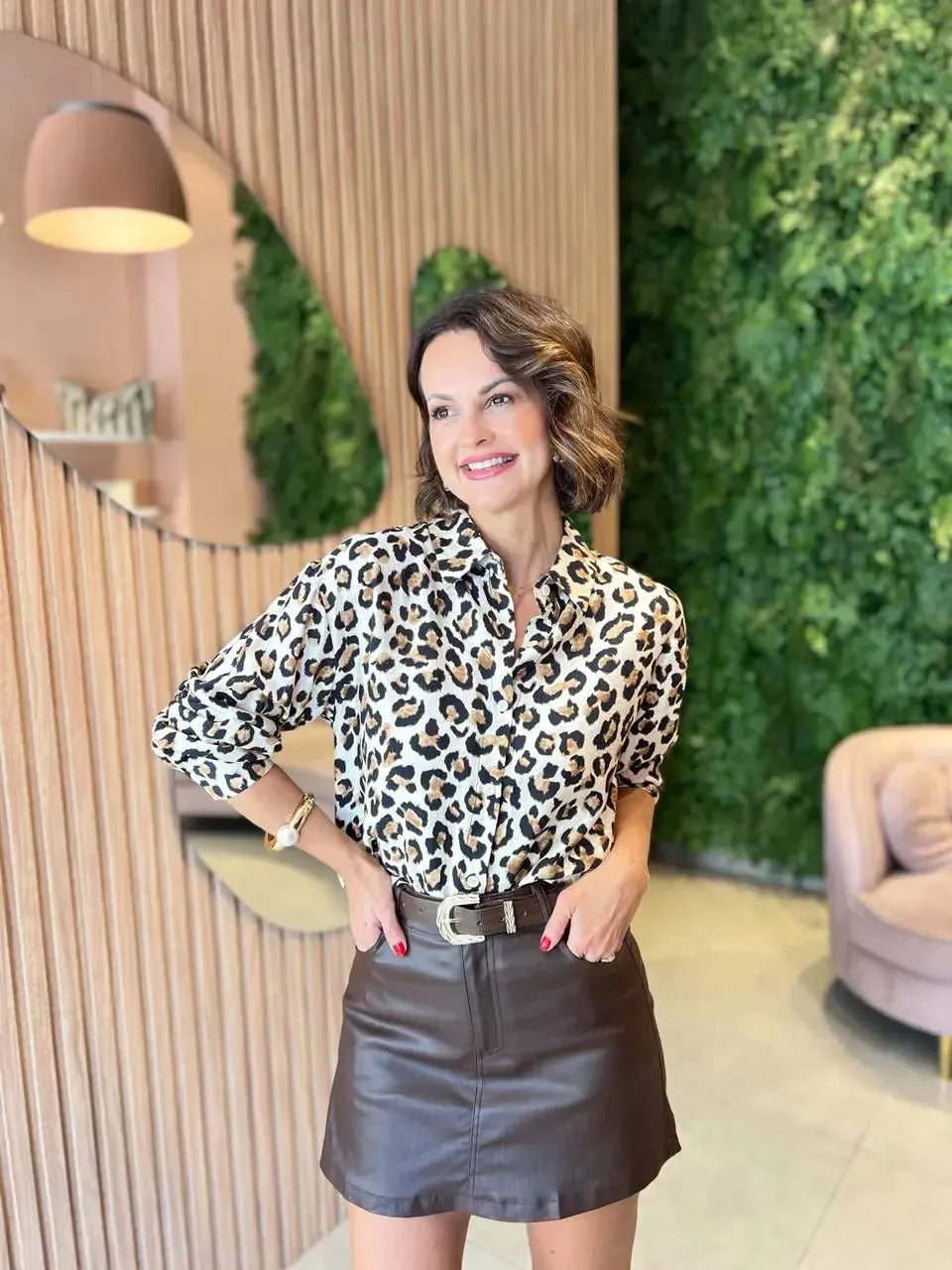 Camisa Animal Print, Marrom