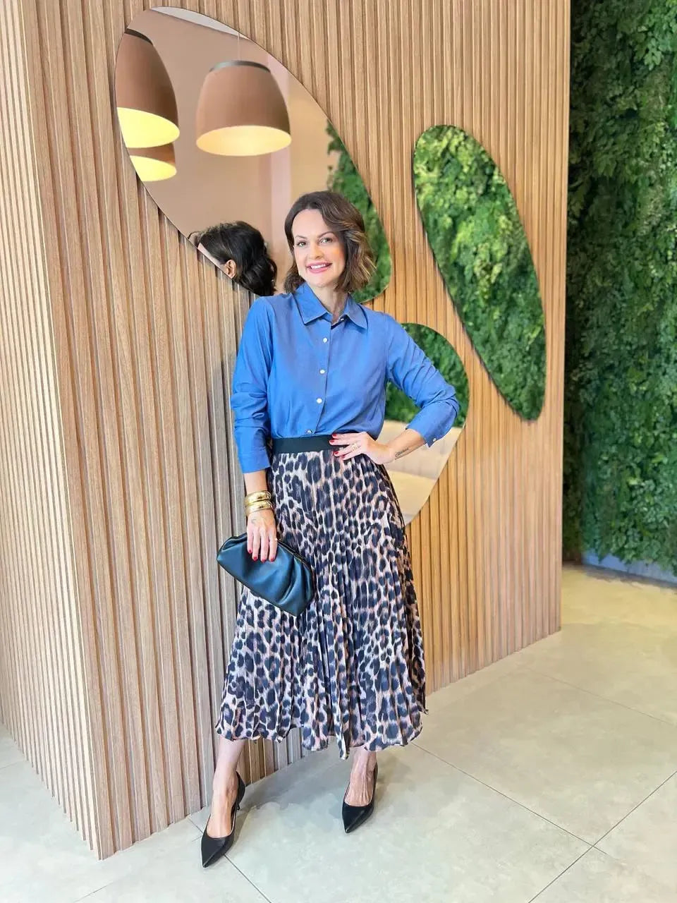 Camisa Jeans com Lavagem Clara