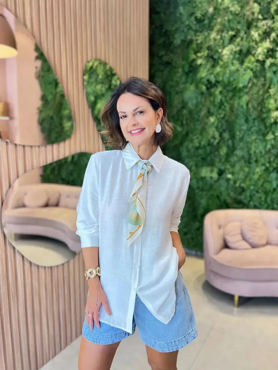 Camisa Oversized Curta, Off White