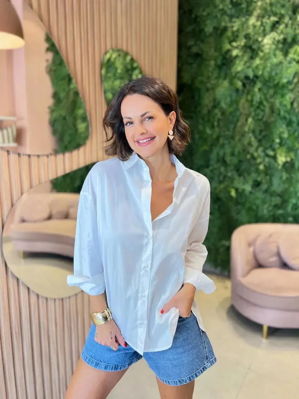 Camisa em Tricoline, Branca