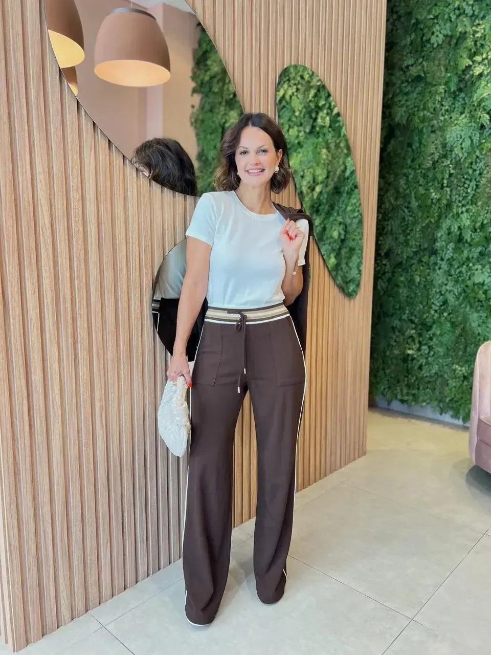 Conjunto 3 peças, Marrom com Listras