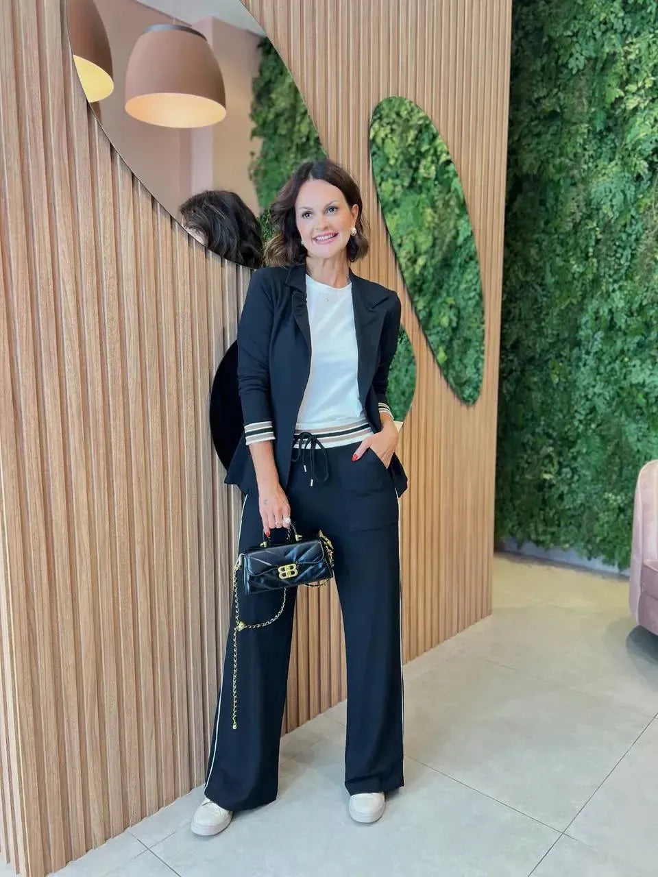 Conjunto 3 peças, Preto com Listras