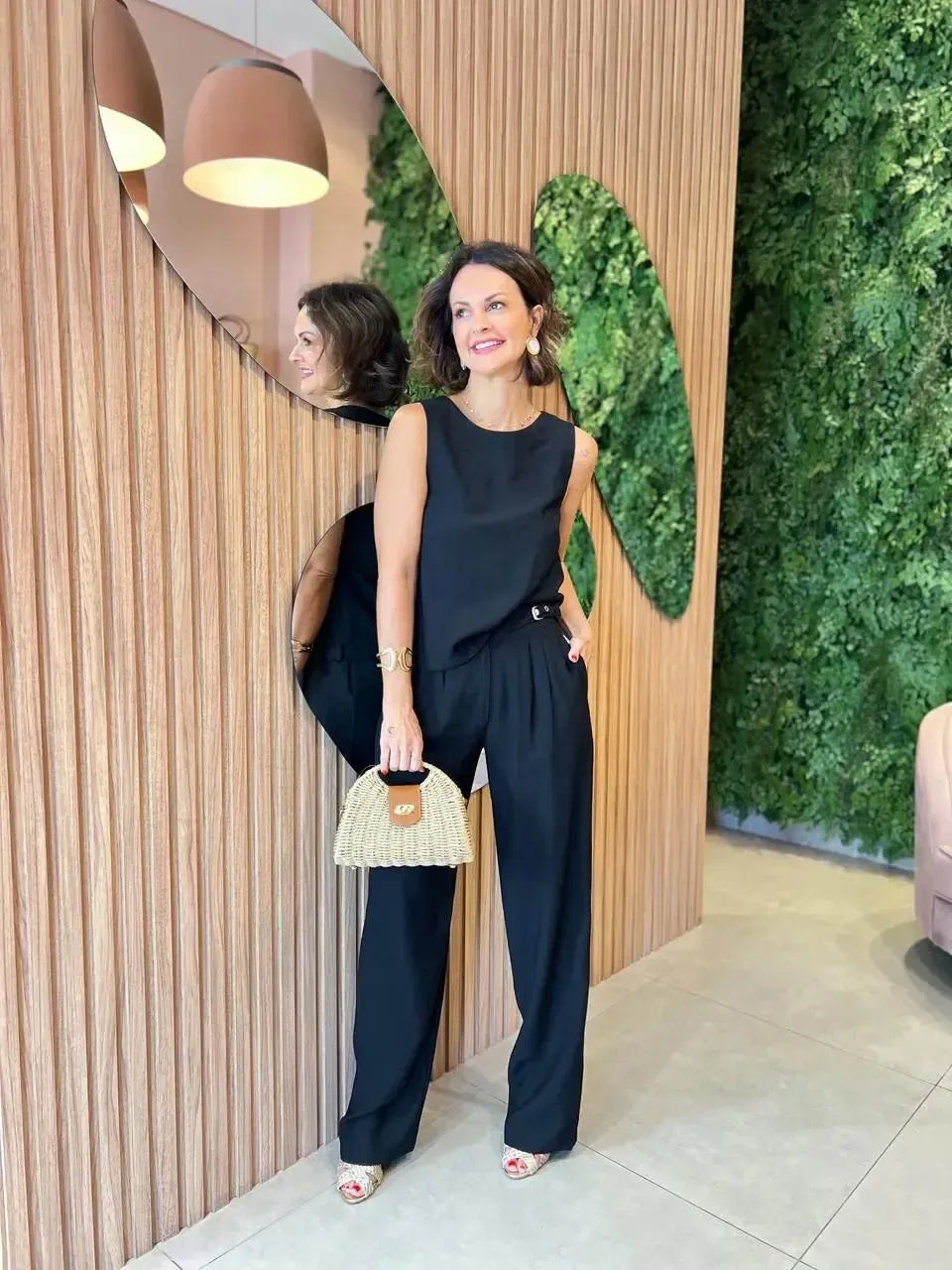 Conjunto Calça + Blusa regata, Preto