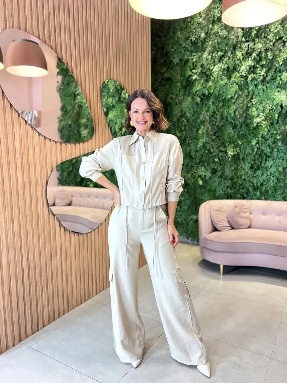 Conjunto Calça Cargo + Camisa Marrante, Cru