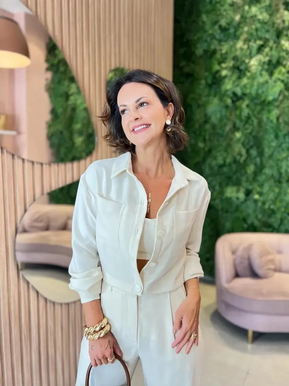 Conjunto Cropped + Casaqueto, Cru