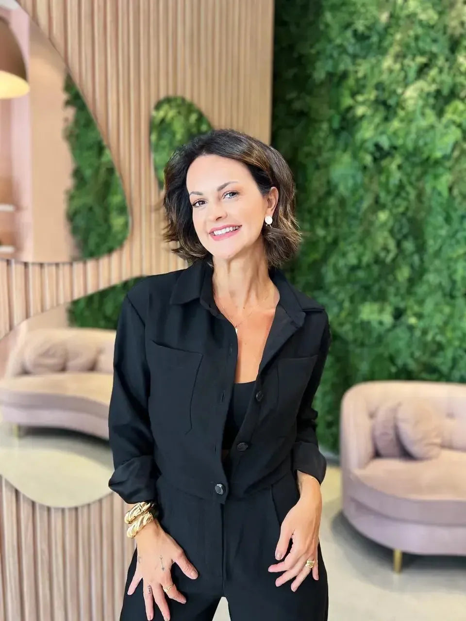 Conjunto Cropped + Casaqueto, Preto