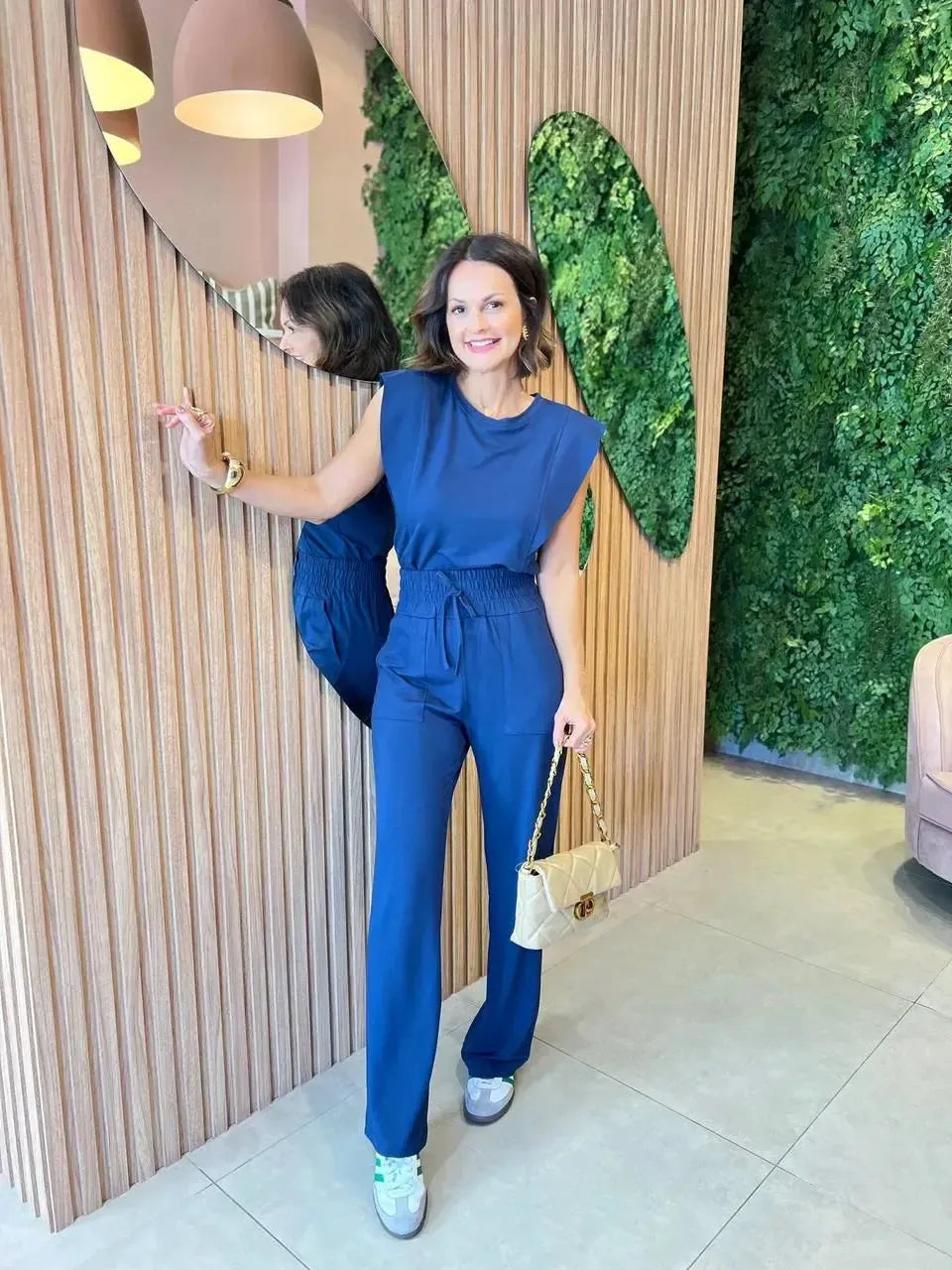 Conjunto Moletinho Regata + Calça, Azul Marinho