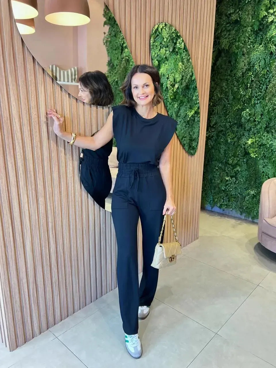 Conjunto Moletinho Regata + Calça, Preto