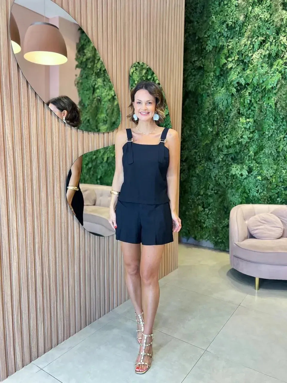 Conjunto Shorts + Regata, Preto