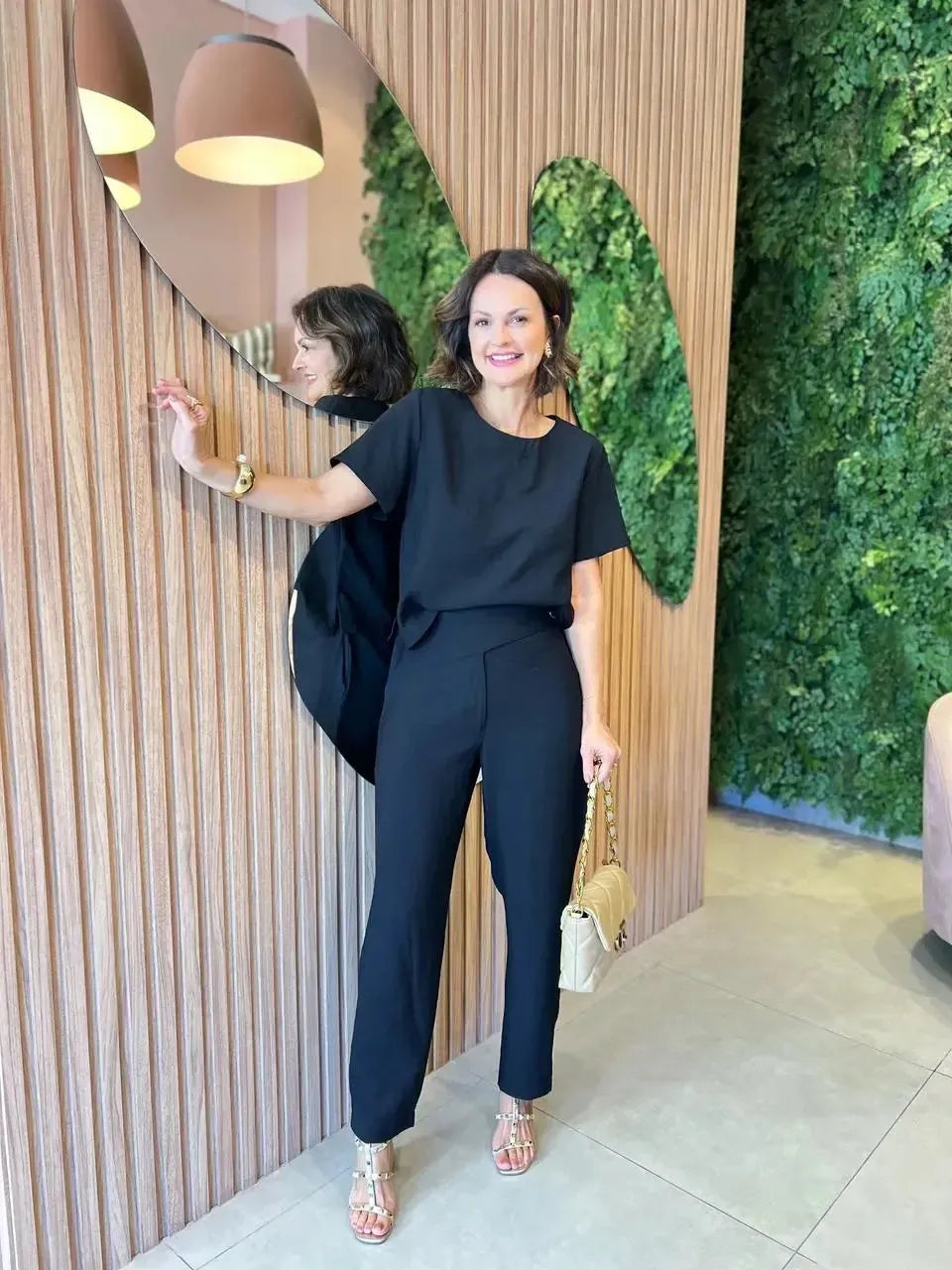 Conjunto T-Shirt + Calça em Marrante, Preto