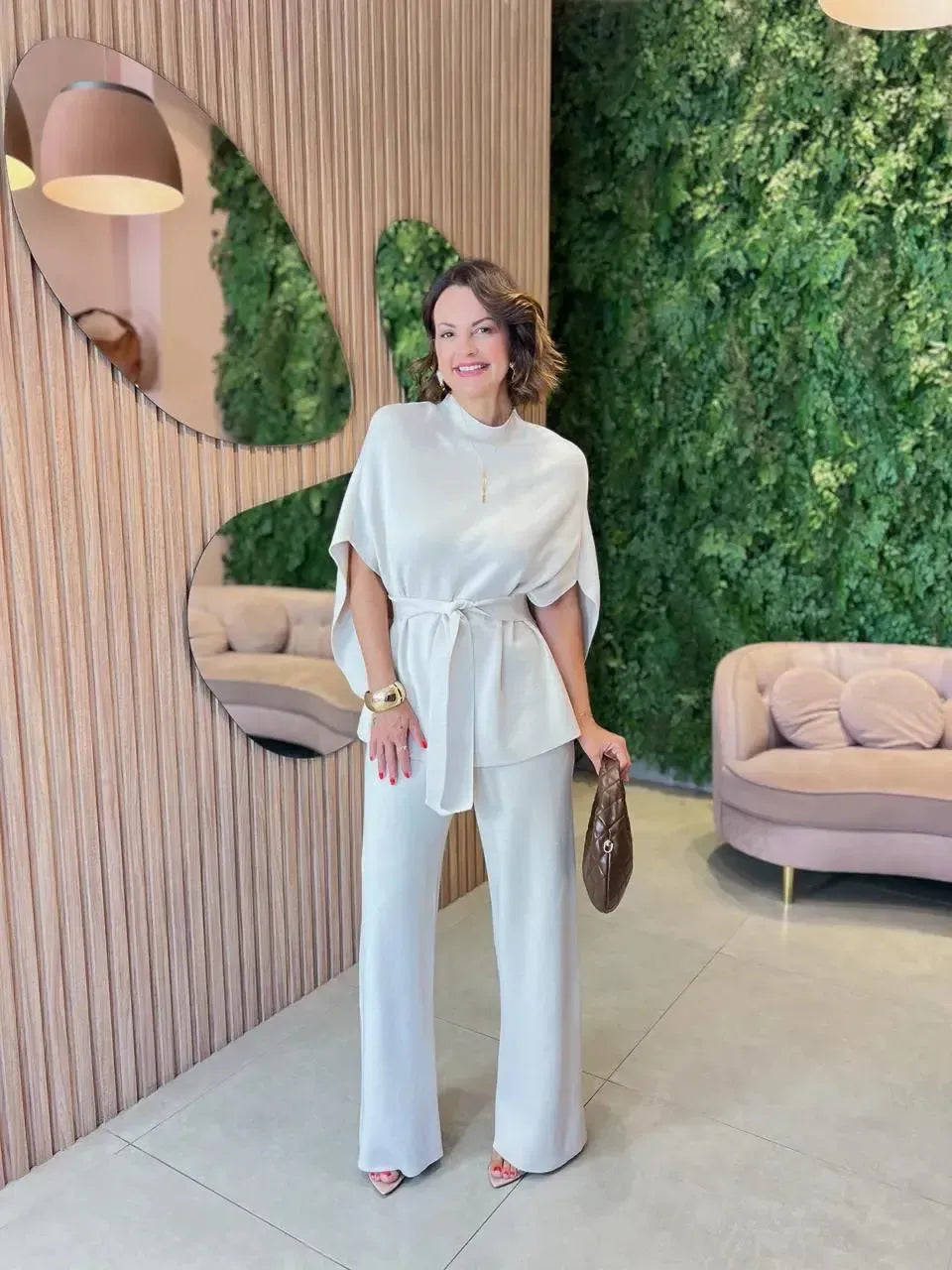 Conjunto em Tricô Modal, Areia (Envios e Retiradas a partir de 02/04)