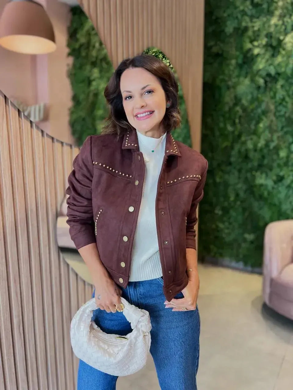 Jaqueta em Suede com Aplicações, Vinho