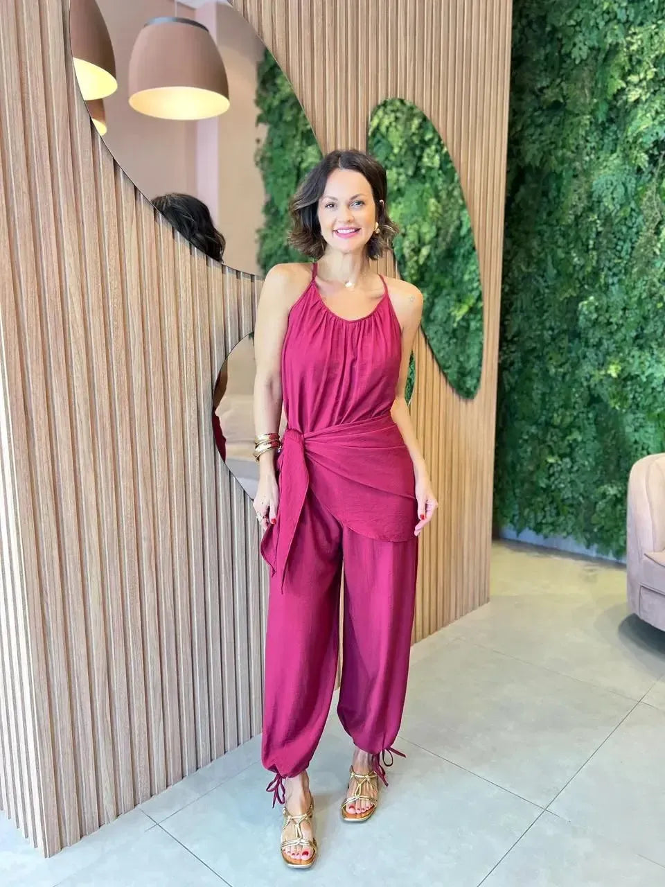 Macacão Aladim com Detalhe Amarração, Marsala