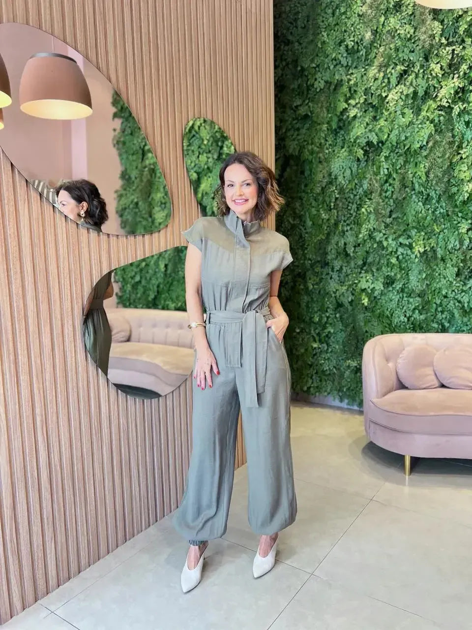 Macacão Utilitário em Tecido Marrante, Verde Militar