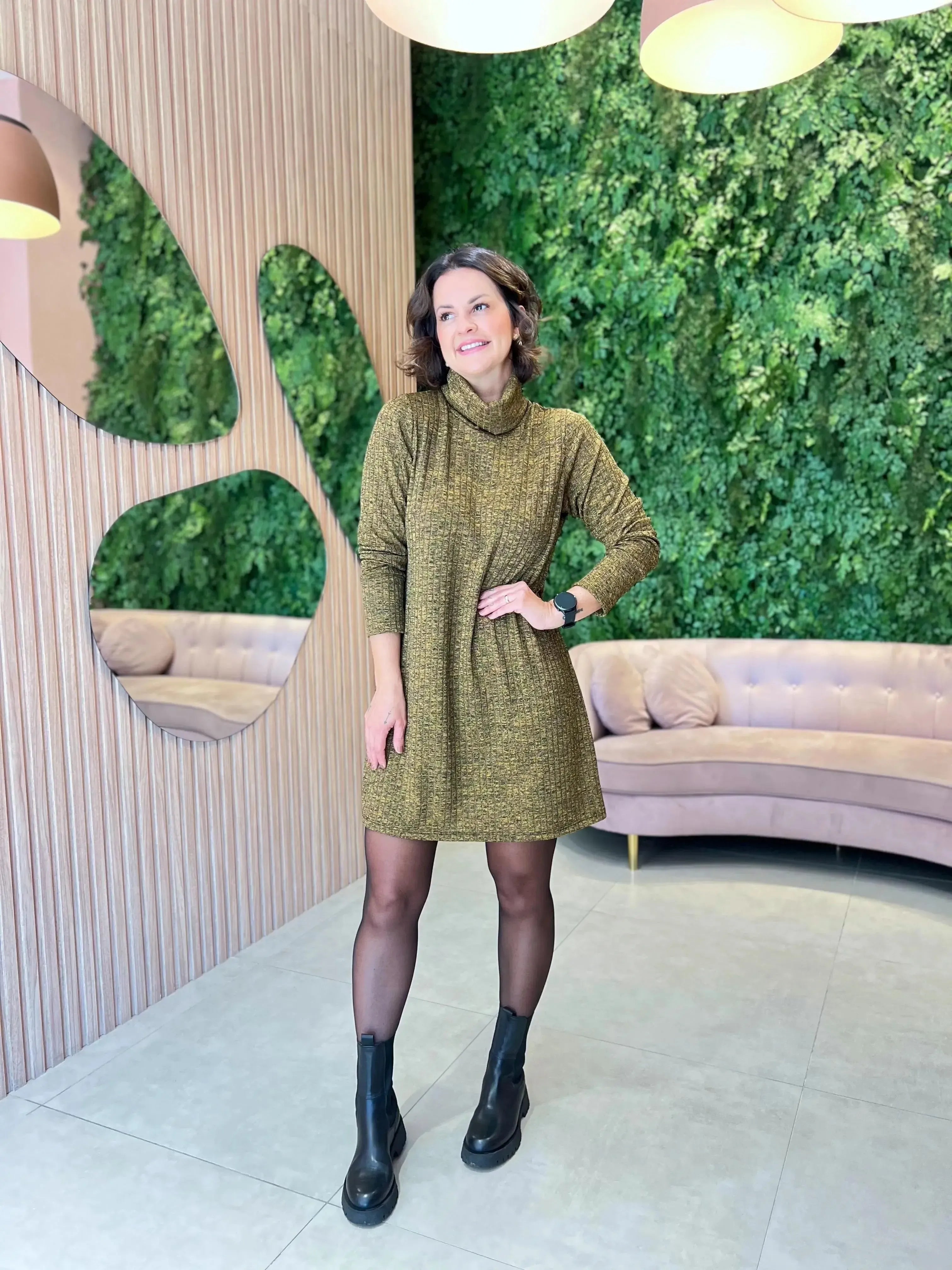 Mini Vest em Lãzinha Canelada, Mostarda