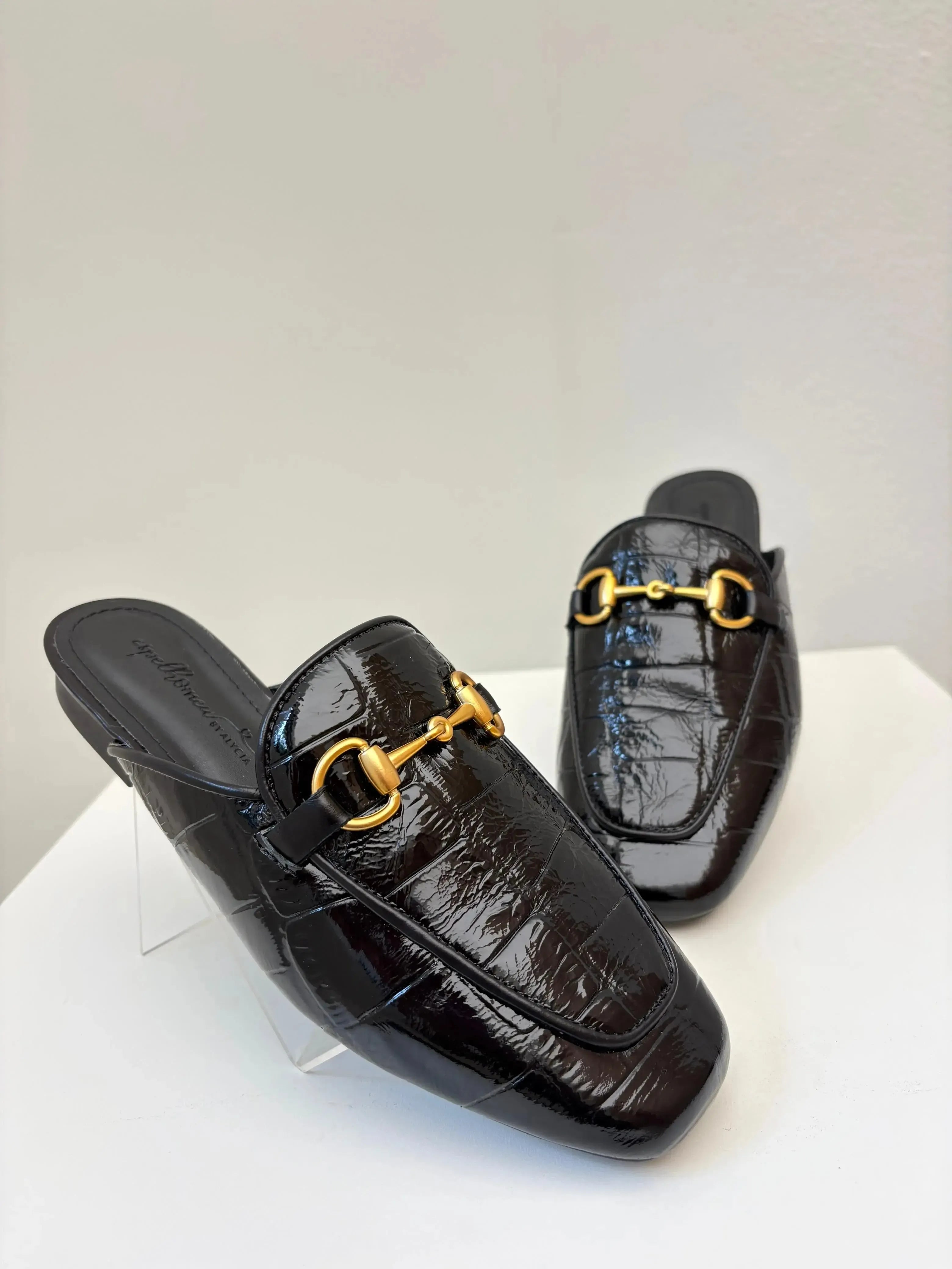 Mule Croco, Preto Verniz