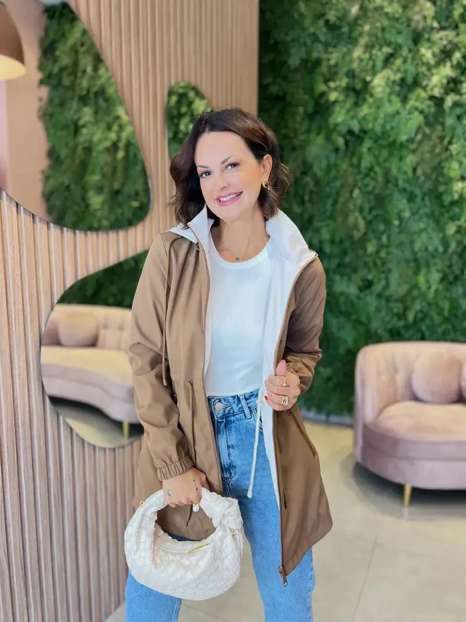 Parka Dupla Face, Camel com Areia