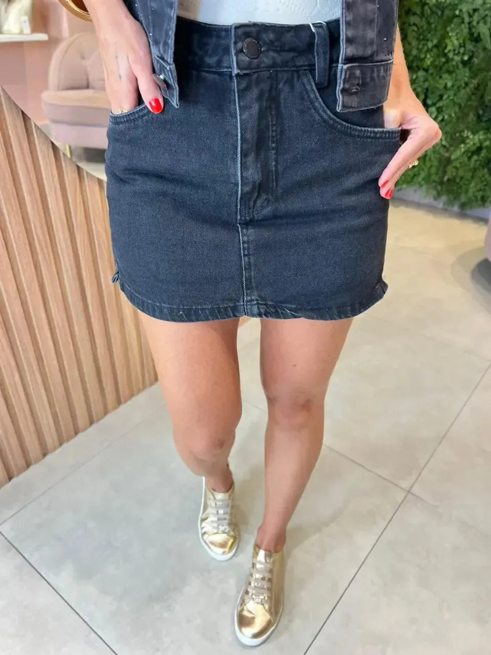 Saia Shorts Jeans Black