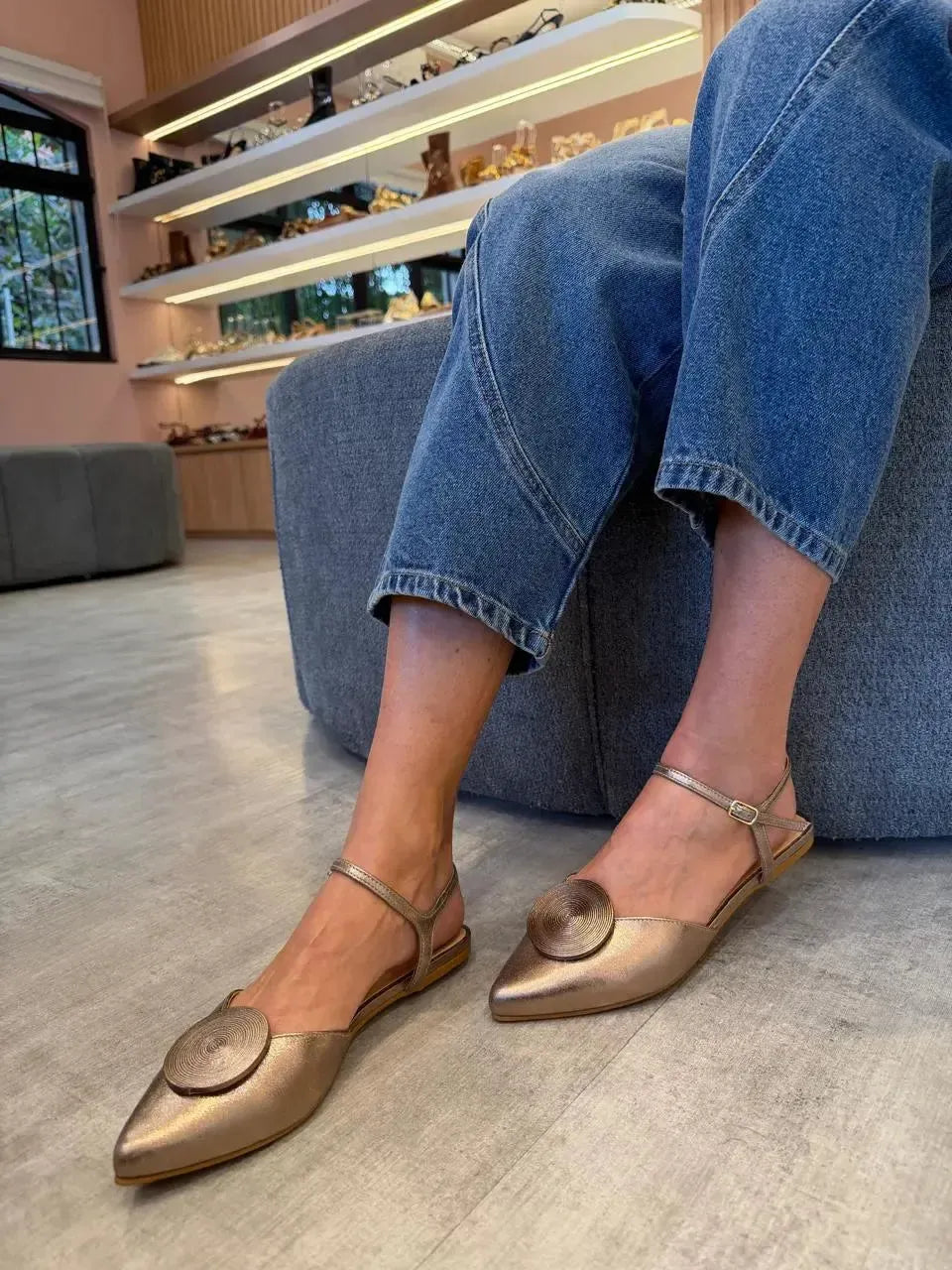 Sapatilha Slingback Clara, Prata Velha