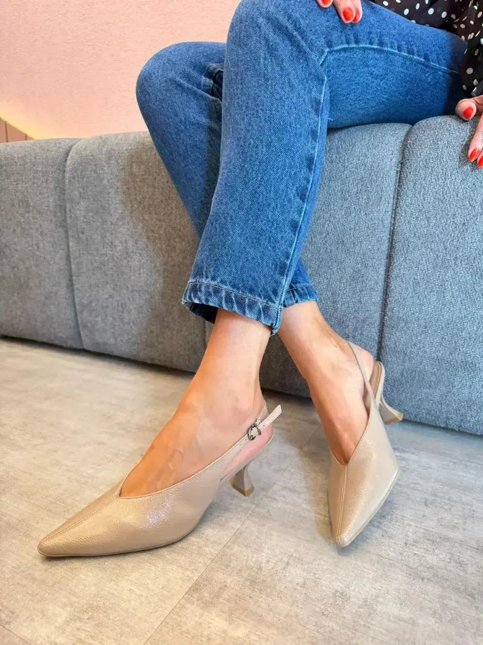 Scarpin Aline Slingback, Nude