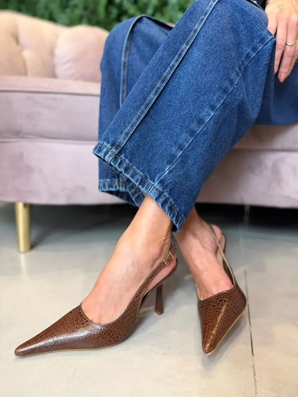 Scarpin Lorena, Croco Marrom