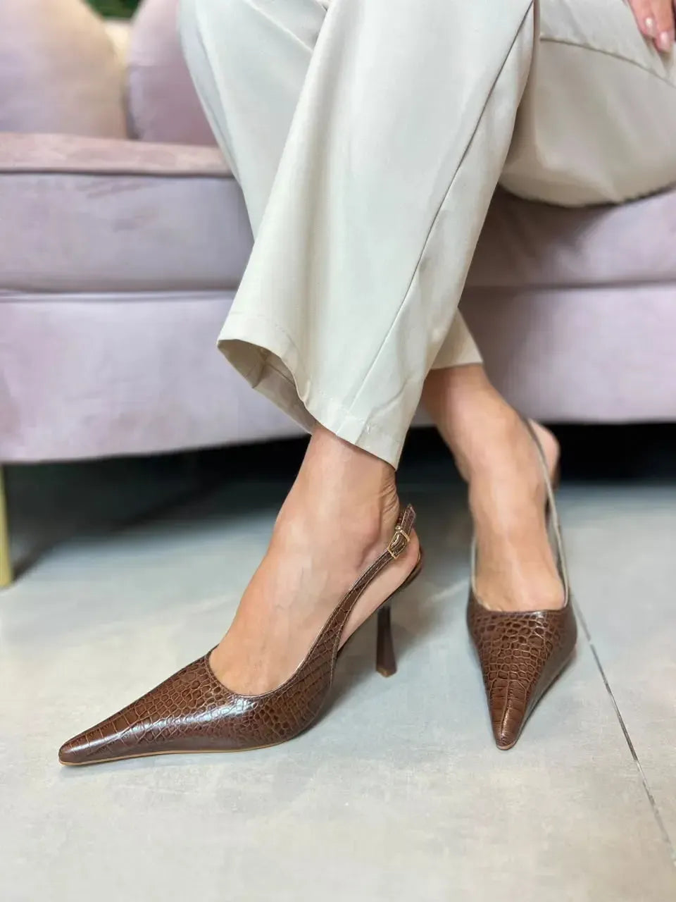 Scarpin Lorena, Croco Marrom