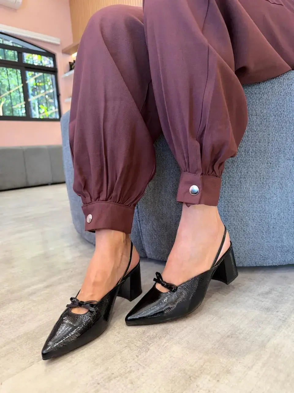 Scarpin Slingback Cecília, Preto