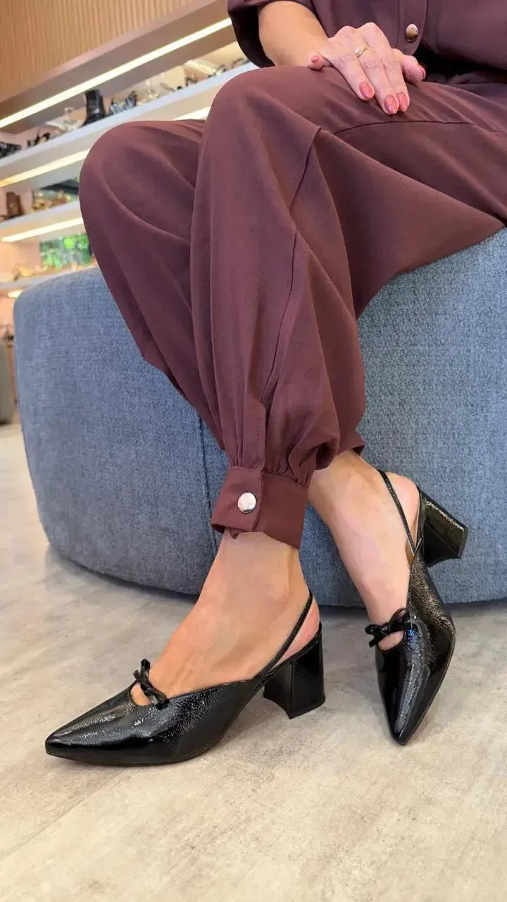 Scarpin Slingback Cecília, Preto