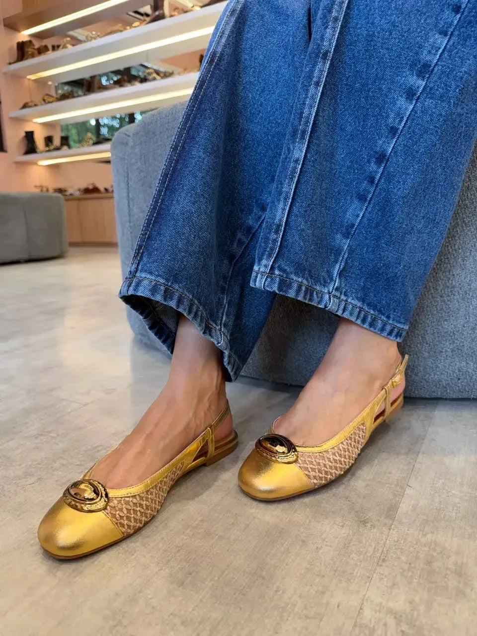 Slingback Marcela, Dourada
