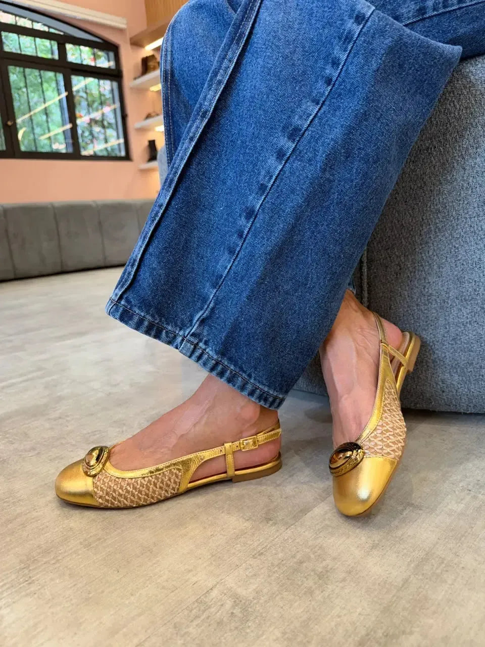 Slingback Marcela, Dourada