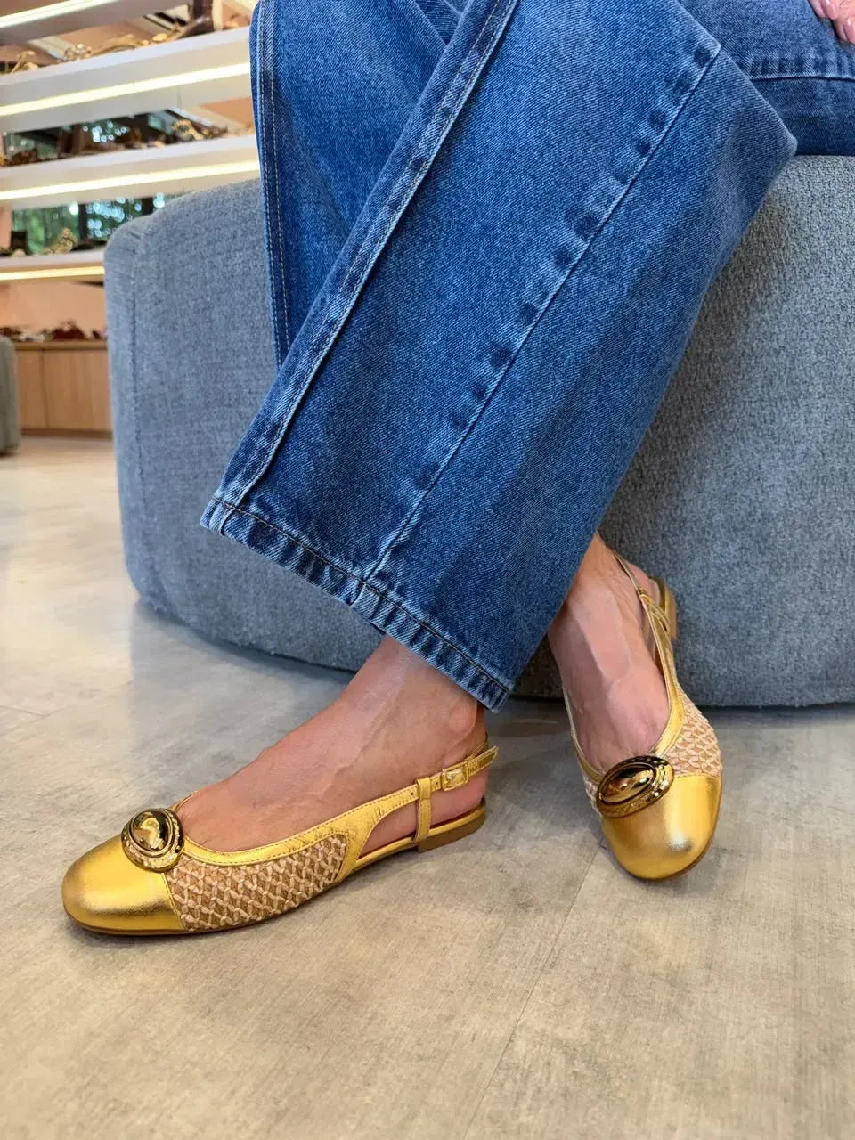 Slingback Marcela, Dourada
