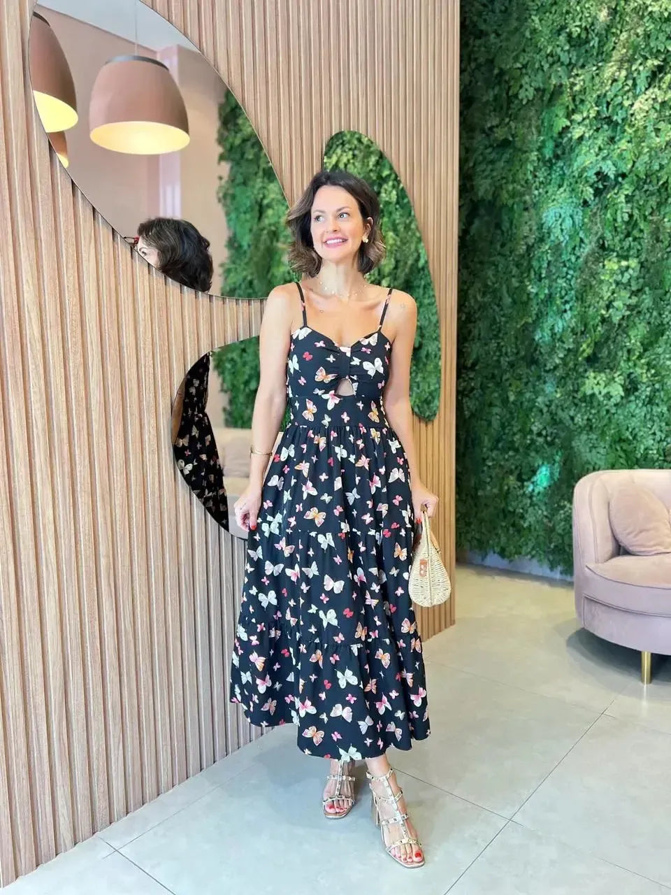 Vestido Alcinha com Abertura, Borboleta