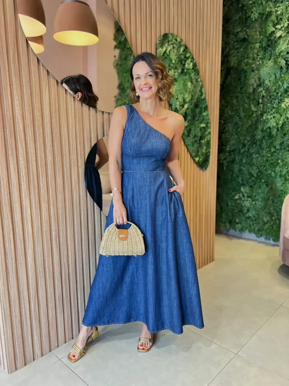 Vestido Jeans Ombro Só