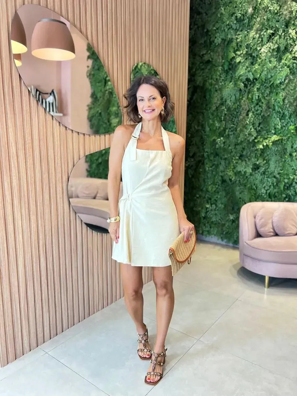 Vestido Macaquinho Marrante com Detalhe Lateral, Amarelo Manteiga