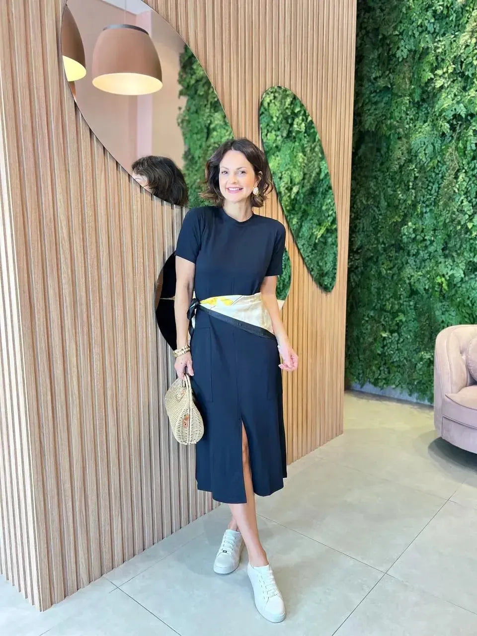 Vestido Midi em Moletinho, Preto