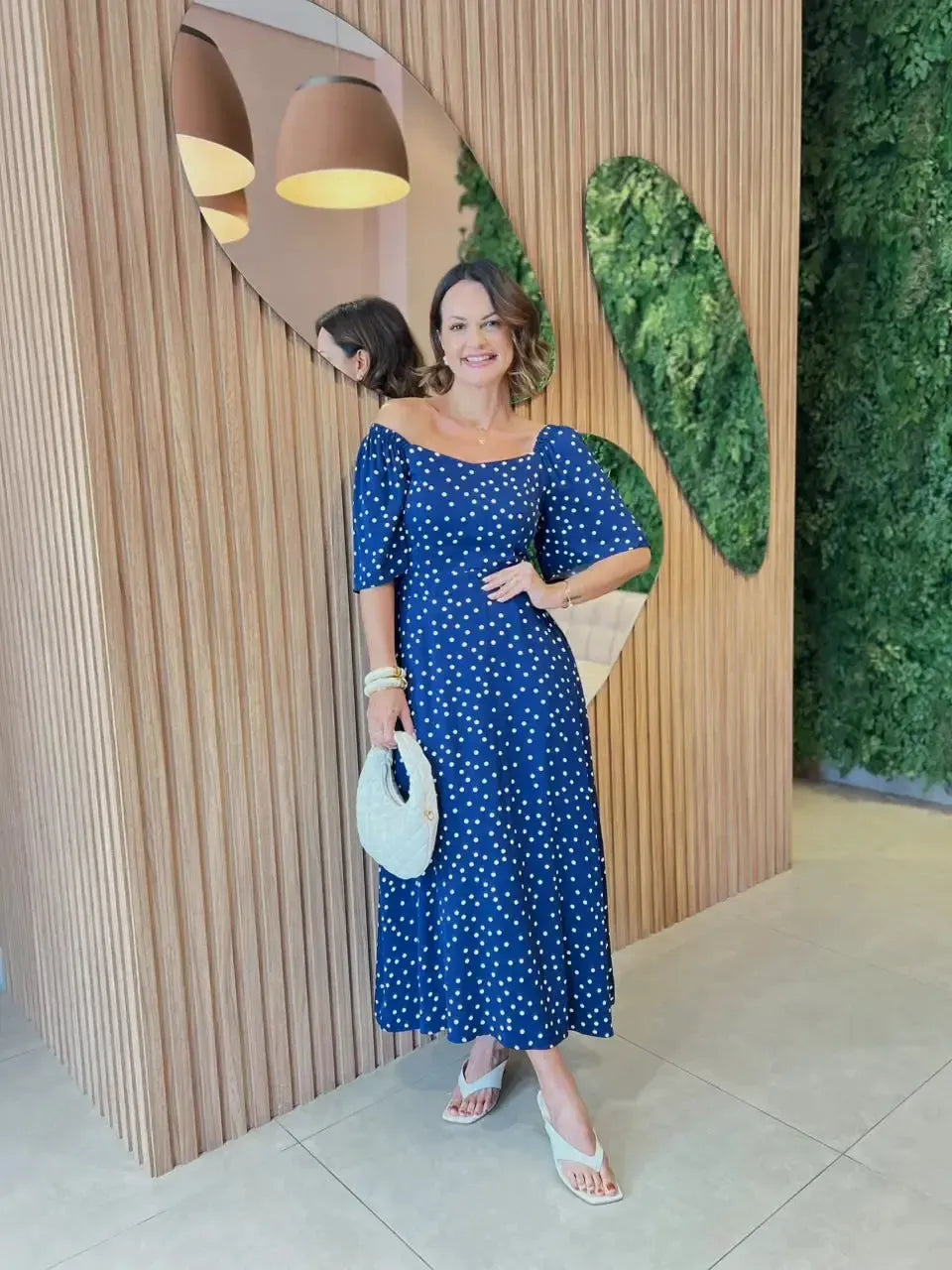 Vestido Viscolinho Poa, Azul Marinho